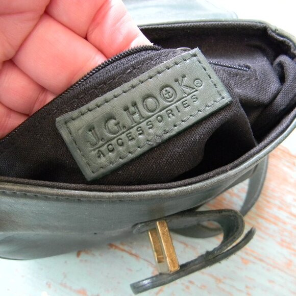 J.G. Hook Accessories Green Leather Shoulder Crossbody Flap Purse Bag Brass Loop - Picture 8 of 9